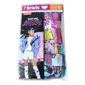 2X That Girl Lay Lay Girls 7 Pairs Briefs Underwear Panties Size 6 Nickelodeon